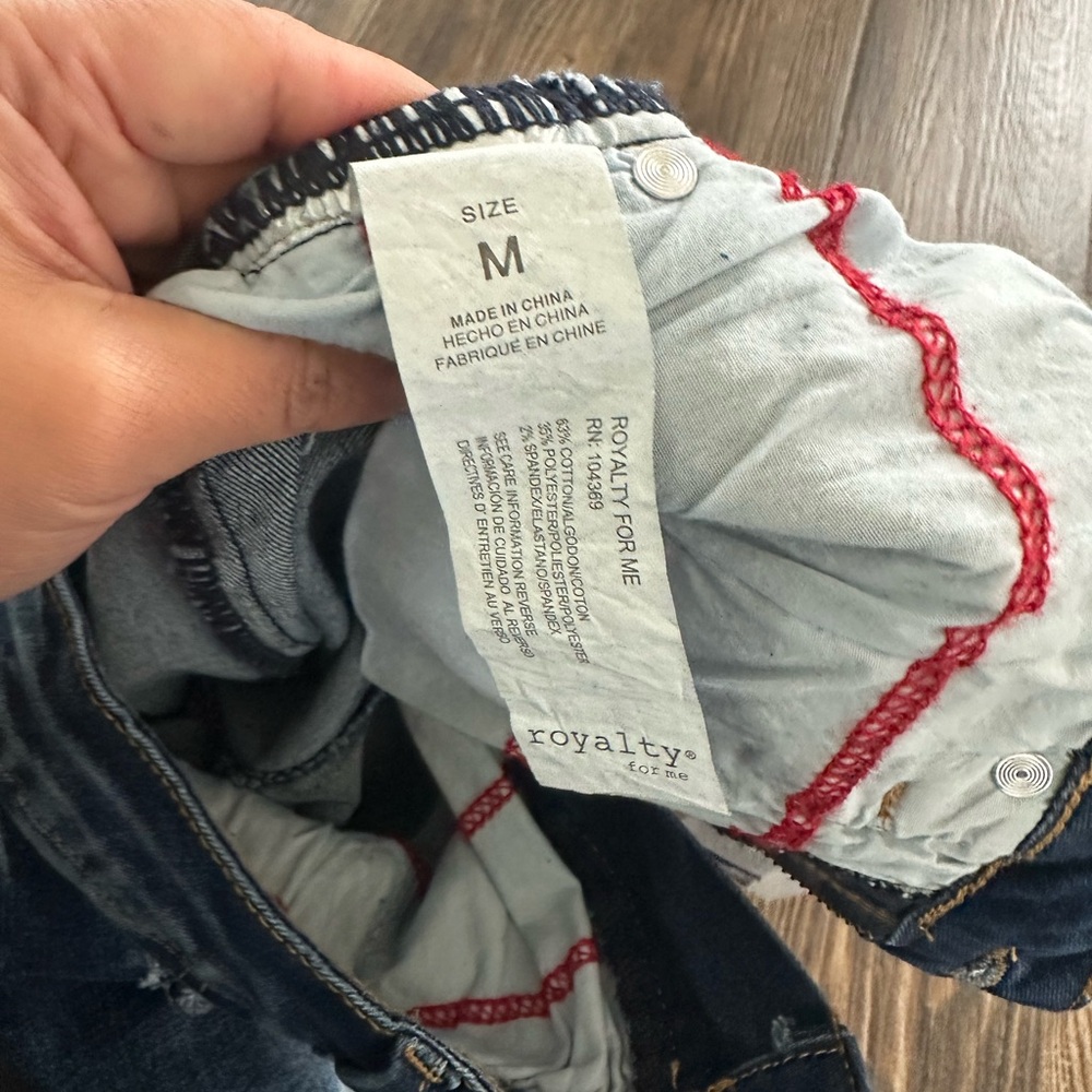 Royalty For Me Dark Blue Distressed Denim Blue Jean Shorts - Picture 15 of 16